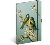 NOTIQUE Taccuino a puntini con elastico 13x21 cm circa A5, Notebook a copertina rigida designer a puntini, blocco note, taccuino, diario, quaderno per adulti, da donna (Uccelli artigianali)