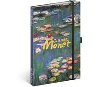 NOTIQUE Taccuino a righe con elastico, 13 x 21 cm, circa A5, design con copertina rigida, taccuino, taccuino, diario, per adulti, donne (Claude Monet)