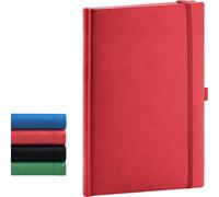 NOTIQUE Taccuino Dotted, Taccuino con copertina rigida, Quaderno, Diario con elastico e passante per penna 15x21cm, 192 pagine (Rosso, Puntinato)