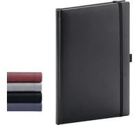 NOTIQUE Taccuino Dotted, Taccuino con copertina rigida, Quaderno, Diario con elastico e passante per penna 15x21cm, 192 pagine (Nero, Puntinato)