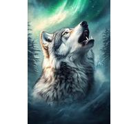 Notizbuch 80 Seiten Kariert - Beeindruckender Wolf vor leuchtendem Nordlicht in einer verschneiten Landschaft.: Ein kraftvolles Design, das die ... und die Magie der Aurora Borealis einfängt.