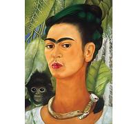 Notizbuch A4 blanko - 100 Seiten Soft Cover Frida Kahlo - FSC Papier: Notebook A4 weißes Papier unliniert - 90g/m² - Frida Kahlo - Selbstporträt mit Affe