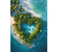 Notizbuch A4 liniert Herzinsel - 100 Seiten Schreibheft mit traumhafter Insel im Herz-Format - Journal, Tagebuch und Notenbuch für Urlaub, Schule und Alltag