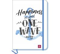 Notizbuch Happiness is just one wave away: A5 Notebook mit Punktraster und Lesebändchen