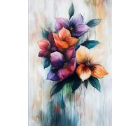Notizbuch mit 80 linierten Seiten - Handgemalte Blumen mit intensiven Farben und künstlerischem Hintergrund.: Elegantes Notizbuch mit floraler Kunst - ... Achtsamkeit und stilvolle Notizen.