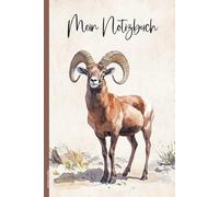 Notizbuch Mufflon: Widder Buch für Notizen Notizheft A5 liniert praktisch als Tagebuch Schreibheft und Kladde Tiermotiv Muffelwild das wildlebende Schaf mit Hörnern Geschenkidee für Tierliebhaber