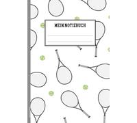 Notizbuch Tennis: Notizheft A5 liniert Geschenk für Tennisspieler praktisch als Tennis Tagebuch Schulheft und Hausaufgabenheft für Tennisspielerin mit Tennismotiv von Tennisschläger und Tennisbälle