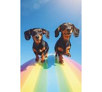 Notizheft Regenbogen Dackel, 50 Seiten, liniert: Dachshund, Teckel, Kurzhaardackel, Notizbuch, Journal, Schreibheft, Notebook