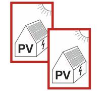 notlok Safety Work 2x Segnale Fotovoltaico 15 x 20 cm, Pannello in PVC | resistente alle intemperie - per uso interno ed esterno, Batteria Pv, adesivo solare, adesivo fotovoltaico