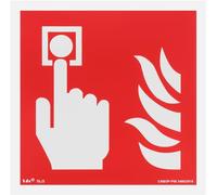 notlok Safety Work - Cartello Allarme Antincendio [15 x 15 cm] | PVC fotoluminescente + adesivi per il montaggio | Cartelli Segnaletici di Sicurezza, Segnaletica Antincendio, Cartelli Allarme Incendio