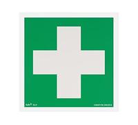 notlok Safety Work - Cartello Cassetta Pronto Soccorso [ 15 x 15 ] | PVC fotoluminescente + adesivi per il montaggio | Cartelli Segnaletici di Sicurezza Forniture mediche secondo