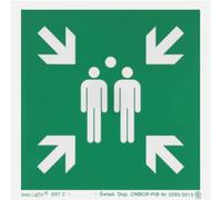 notlok Safety Work - Cartello Punto di Raccolta per Esterni e Interni [ 15 x 15 cm ] | PVC fotoluminescente + adesivi per il montaggio | Punto di raccolta per l'evacuazione