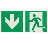 notlok Safety Work - Cartello Uscita Emergenza [ 30 x 15 ] | PVC fotoluminescente + adesivi per il montaggio | Cartelli Segnaletici di Sicurezza, Segnaletica Sicurezza Sul Lavoro, Cartelli Sicurezza