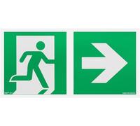 notlok Safety Work - Cartello Uscita Emergenza [30 x 15] | PVC fotoluminescente + adesivo | Cartelli Segnaletici di Sicurezza, Segnaletica Sicurezza Sul Lavoro UNI EN ISO 7010 | Freccia a destra