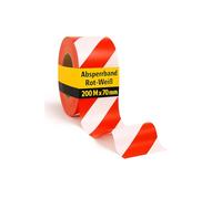 notlok Safety Work - nastro bianco rosso segnaletico [200 m x 70 mm] in LDPE | resistente a UV e intemperie | nastro robusto per cantieri ed eventi | alta visibilità, resistente agli strappi