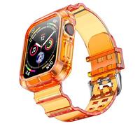 NotoCity Cinturino Compatibile con Apple Watch 8/7 45mm, Apple Watch Serie SE/6/5/4/3/2/1 42mm/44mm Replacement Cinturino TPU,Creativo,Trasparente (Arancia)