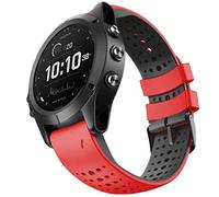 NotoCity Cinturino Compatibile con Garmin Fenix 5/Fenix 6 Pro/Fenix 5 Plus/Fenix 6/Forerunner 945/Forerunner 935/Approach S60/Quatix 5 Cinturino in Silicone da 22 mm(rosso nero)