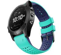 NotoCity Cinturino Compatibile con Garmin Fenix 5/Fenix 6 Pro/Fenix 5 Plus/Fenix 6/Forerunner 945/Forerunner 935/Approach S60/Quatix 5 Cinturino in Silicone da 22 mm(menta-blu)