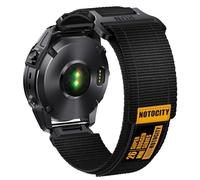 NotoCity Cinturino Compatibile con Garmin fenix 6X/6X Pro, 26mm Quickfit Nylon Cinturino per Garmin Fenix 7X/6X/5X/3/3HR, Descent MK1/MK 2i/MK 2, D2 Delta PX/Charlie Sportivo(Nero con logo)