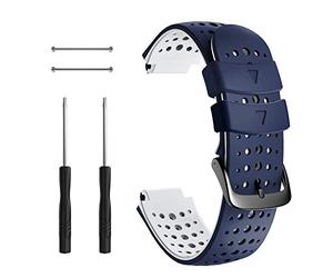 NotoCity per Forerunner 235 Cinturino, Braccialetto di Ricambio Silicone per Forerunner 230/235/620/630/735XT (Blu scuro-bianco)