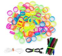 Notoke 100 Pezzi Elastici In Gomma Di 12 Mm Larghezza, Piccoli Elastici Larghi, Fascette Siliconiche Antiscivolo Riutilizzabili Per Gestione Dei Cavi, Casa, Ufficio, Scuola, Multicolore