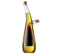 noTrash2003 Dispenser di aceto e olio 2 in 1 in vetro con tappo di sughero aceto e olio Menage vetro borosilicato camera interna 80 mL esterno 300 mL insalata cucina tavolo da pranzo