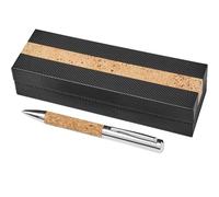 noTrash2003 Elegante penna a sfera in metallo con fusto in sughero, ottone cromato lucido, elegante penna in confezione regalo