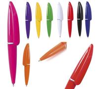 noTrash2003 Mini penna a sfera a rotazione da 9 pezzi (96 mm) Big Boy in colori accattivanti con originale anello centrale a clip oversize in argento blu