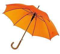 noTrash2003 Ombrello Automatico con Manico in Legno Ombrello Pieghevole con Gancio Curvo in Legno di 103 cm di diametro, Arancione, 103 cm, Classico