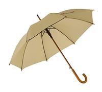 noTrash2003 - Ombrello automatico in legno con manico curvo, ombrello da portiera, ombrello a bastone, diametro 103 cm, beige., 103 cm, Elegante