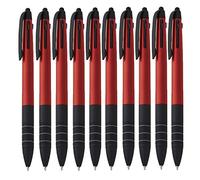 NoTrash2003® Set di 10 penne a sfera 4 in 1, a tre colori (blu, rosso e nero), con pennino capacitivo, di colore rosso
