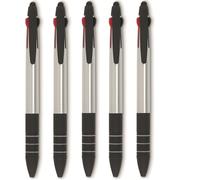 noTrash2003 Set di 10 penne a sfera a tre colori con funzione touch Stylo in moderno argento e nero, con inchiostri blu, nero e rosso, in plastica ABS, in set risparmio
