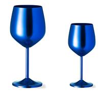 noTrash2003 Set di 2 bicchieri da vino giganti in alluminio per momenti speciali con 540 ml di volume per antipasti, ciotola da dessert in blu, rosso, nero o argento (blu)