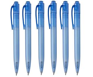 noTrash2003 Set di 6 penne a sfera a pressione in plastica oceanica, sostenibili e rispettosi dell'ambiente, economia circolare (blu)