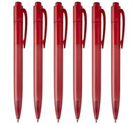 noTrash2003 Set di 6 penne a sfera in plastica oceanica sostenibile e a protezione ambientale, riciclaggio dei rifiuti, economia circolare (Rosso)