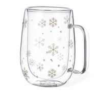 noTrash2003 Tazza da caffè in vetro borosilicato a doppia parete, per vino brulé, 400 ml, decorazione natalizia invernale, tazza da caffè, bevande calde