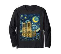 Notre Dame Parigi Francia Notte Stellata Arte Storia Presente Maglia a Manica