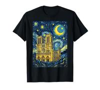 Notre Dame Parigi Francia Notte Stellata Arte Storia Presente Maglietta
