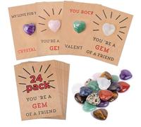 NOTRYA 24 pack Valentines Cards with Heart-Shape Crystals, Valentines Day Gifts for Kids, Valentine Gift Exchange for Boys Girls Toddlers Class Classroom School Party Favor