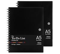 Notsu To Do List Notebook 2-Pack | Minimalist Planner with To-Do Checklist, Dot Grid, Notes sections. Pagine 100, Thick Paper 120 gsm, formato A5 5,8" x 8,3", nero