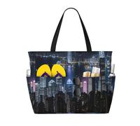 Notte aerea di vista di Hong Kong stampa Beach Tote elegante borsa da fine settimana riutilizzabile leggera palestra picnic campeggio donne uomini
