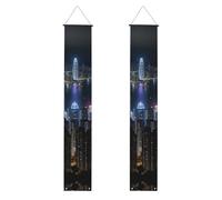 Notte aerea di vista di Hong Kong Stampa Decorazione Banner Sfondo Congratulazioni Porta Adatto Uso Interno Esterno Facile Installazione