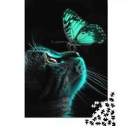 Notte del gatto farfalla Puzzle Classico Da 1000 Pezzi, Per Hobbisti Di Fine Settimana & Adulti, Carta Premium, Regalo Per Donne, Decorazione Di Festa 38x26cm/1000pcs