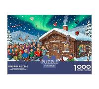 Notte della cabina norvegese Aurora Puzzle in Legno Impermeabile DIY Puzzles Da 1000 Pezzi Per Adulti Sfidanti E Rompicapo Giochi Di Impegnativi
