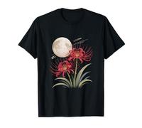 Notte di Luna Giapponese Rosso Ragno Giglio Luna Maglietta