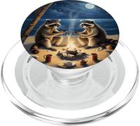 Notte di procioni sulla spiaggia sotto il cielo stellato PopSockets PopGrip per MagSafe