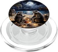 Notte di procioni sulla spiaggia sotto il cielo stellato PopSockets PopGrip per MagSafe