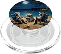 Notte di procioni sulla spiaggia sotto il cielo stellato PopSockets PopGrip per MagSafe
