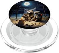 Notte di procioni sulla spiaggia sotto il cielo stellato PopSockets PopGrip per MagSafe