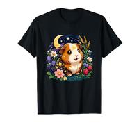 Notte Floreale Starry Moon a Forma di cavia Cottagecore Maglietta